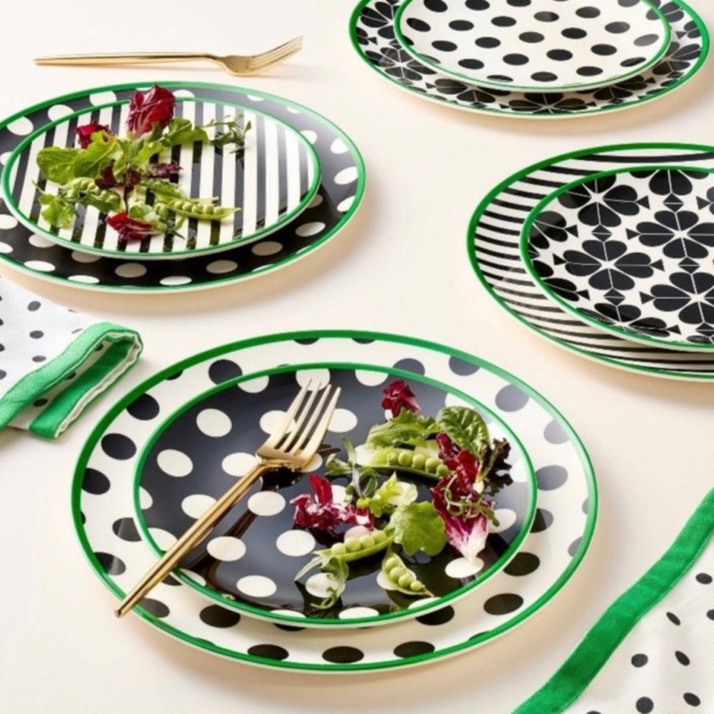 Kate Spade x Target Dinner Plate Set Black/Cream/Green (Set of 4)